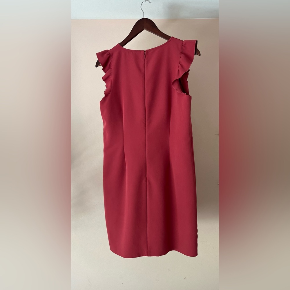 LOFT Raspberry Pink Ruffle Sleeve Shift Dress - Picture 2 of 5